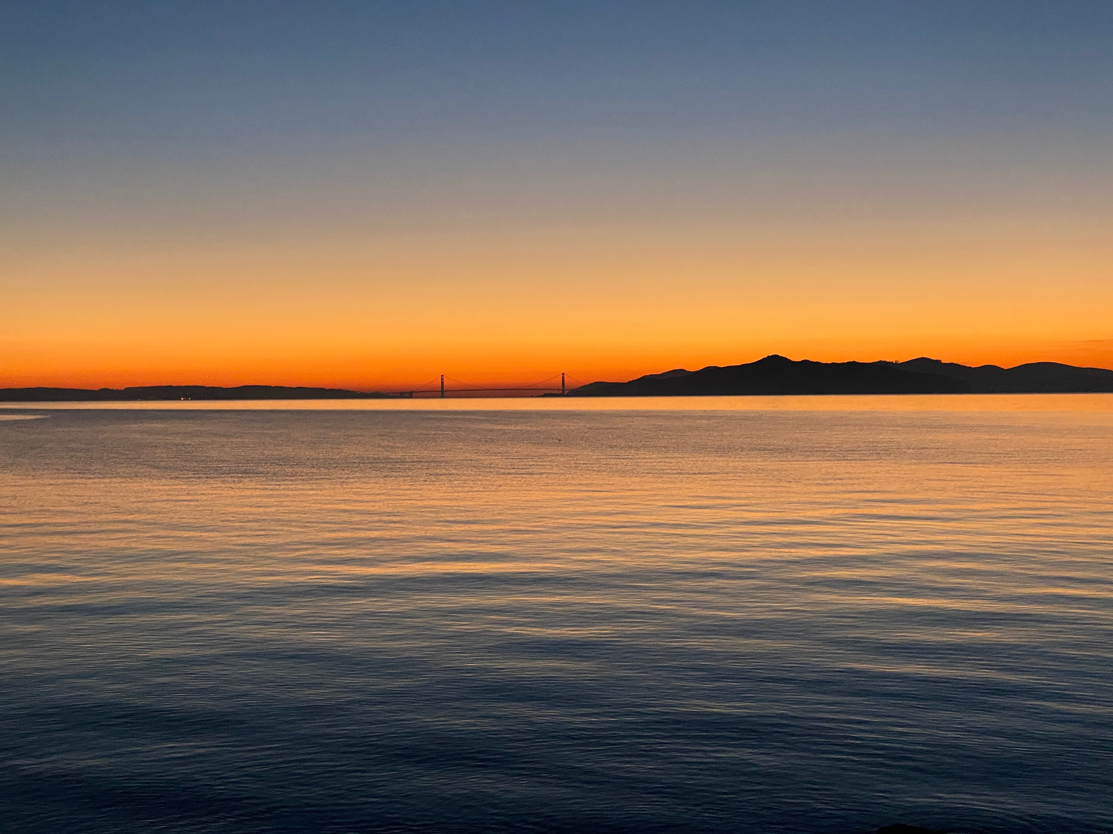 A fantastic coloring of the sky after a sundown, looking towards the bay from Berkeley.